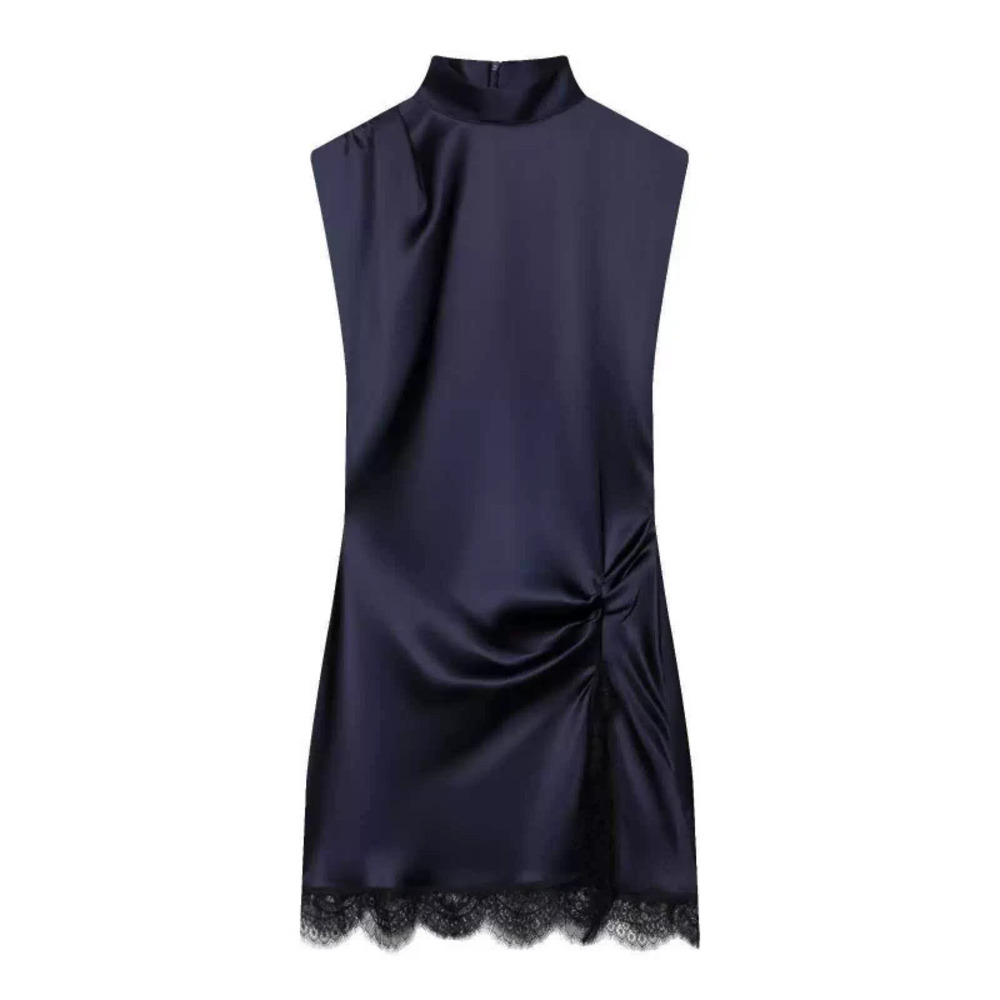 ZARA Summer Lace Trim Satin Texture Mini Dress